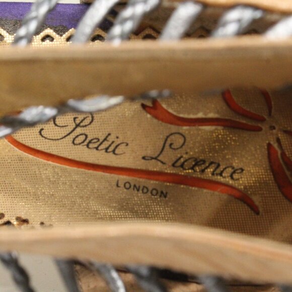 Poetic Licence Womens 10M Purple Black Stiletto Open Toe Ankle Strap High Heels - Picture 11 of 12